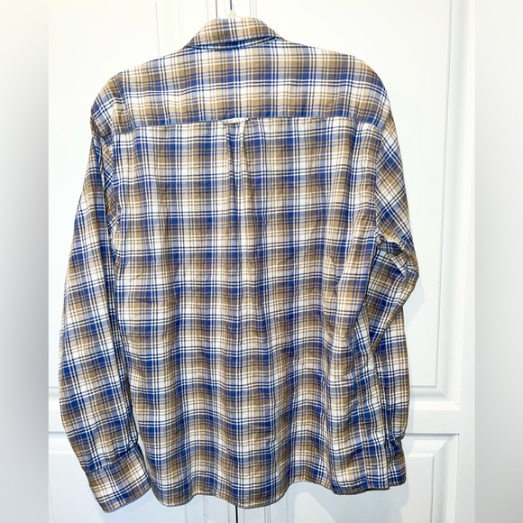 Peter Millar Classic Crown Blue and Tan Plaid Button Down Shirt Large - Picture 4 of 4
